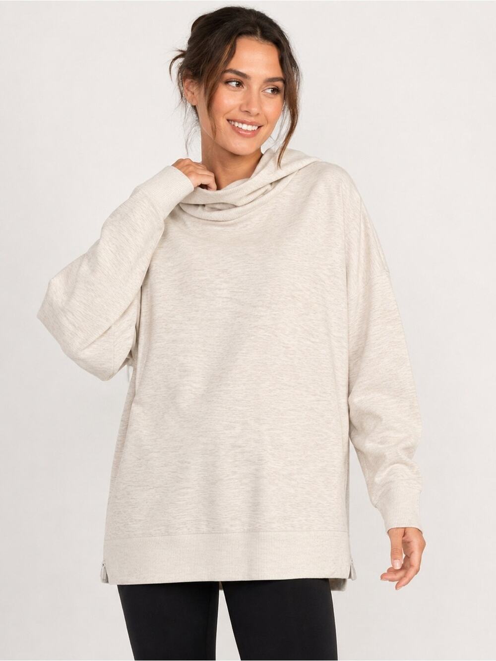All in Motion Cowl Neck Tunic Pullover XXL NWT Oatmeal Airy Sleek